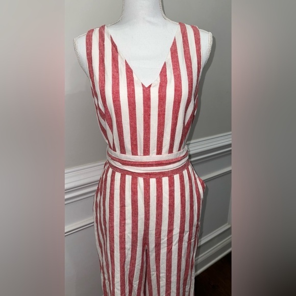 J. Crew Striped Sleeveless Romper Linen Blend size 8 - Picture 3 of 9